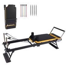 Collapsible Pilates Reformer Bed For Home Gym Workout – Professional Pink Pilates Equipment With Dual Resistance Springs & Cords – Portable, Compatible For Beginners & Advanced Users - Black +Yellow - View 9