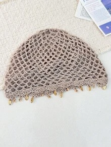 1pc Women's Bohemian Hollow Handmade Hat Band With Starfish & Shell Pendant, Vintage Crochet Knit Hat, Vacation Decorative Accessory For Photos, Suitable For Daily & Vacation Wear - Small Sequin Pendant - View 10