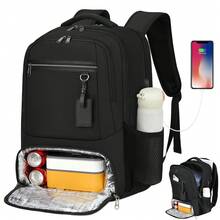 17.3 Inch Laptop Lunch Backpack With USB Charging Port, Waterproof Travel Backpack, Unisex, Carry-On, Insulated Cooler Bag, Student School Bag, Portable Laptop Backpack - 1pc - View 2