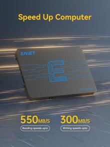 EAGET 2.5 Inch SATA III Internal Solid State Drive 550MB/S Max Read 300MB/S Write Low Energy Stable High Speed SSD Compatible With Notebook Desktop All-In-One Computers - View 3