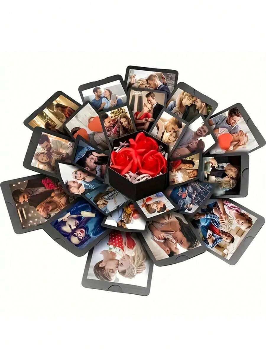 1 Set Of 19-Piece Hexagonal Explosion Handmade Photo Album Box, Surprise Birthday Gift Box - View 1