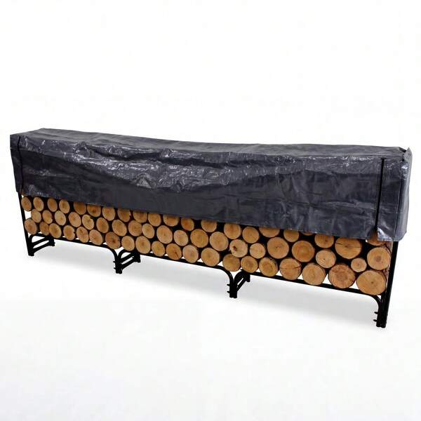 Beaully Support à bois de chauffage robuste en acier allié avec 8 pieds stabilisateurs, support de stockage de bûches surélevé avec flux d'air inférieur pour garder le bois de chauffage sec, support à bûches intérieur & extérieur