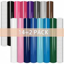 16件裝永久乙烯基貼紙組，14件永久乙烯基貼紙 + 2件轉印膠帶，12x10英吋，適用於派對裝飾與DIY馬克杯 - 多色B - 查看 7