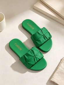 Children's Fashion Outdoor Sandals, Summer Square Toe Flat Shoes, Lace-Up Sandals, New Girls' Shoes, Fashion Beach Slippers - Green - View 5
