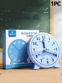 1 pieza Reloj de aprendizaje - Conjunto de modelo de reloj azul, rosa y amarillo con 3 manecillas, herramienta educativa para identificación y cognición del tiempo, con esfera de reloj y manecillas de colores (color de manecilla aleatorio), regreso a la escuela - por defecto - Ver 9