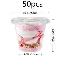 1-100pcs 9oz Personalized Cups With Lids, Reusable And Washable Thick Transparent Cups, Suitable For Ice Cream, Cake, Snacks, Fruit, Cold Drinks, Smoothies, Pudding, Salad, Ideal For Home, Restaurant, Beverage Shop, Coffee, Outdoor Party, Halloween, Christmas - Transparent - View 12