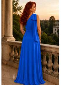 Long Dress For Bridesmaid Wedding Graduation Light Party - Royal Blue - View 5