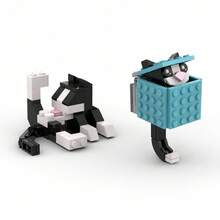 Cat Keychain Building Block Model, MOC Creative Building Blocks - DIY Desktop Ornament - Novelty Toy - Christmas/Thanksgiving Gift (For Boyfriend/Girlfriend) - Multicolor - View 6