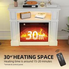 Yitahome 23" White Electric Fireplace – Realistic Flame Heats Up To 30㎡, Programmable Timer & LED Light Strip, Modern Slim Design For Cozy Home Decor - White - View 5