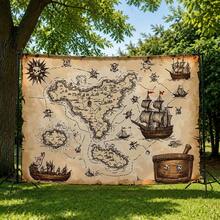 1pc 2D Flat Banner, Pirate Treasure Background Cloth, Suitable For Indoor Photo Backdrop, Party Decoration, Home Decor, No Power Required - 1 - View 8