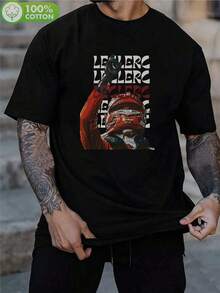 Camiseta de hombre con el logo de  Racing Y2K |   Camiseta Blanca Estampada de Estilo Urbano Casual, Cuello Redondo, Manga Corta, Adecuada para Fitness y Uso Casual, Ropa de Anime, Un - Negro - Ver 1