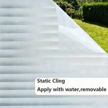 Blinds, Striped Window Pattern Privacy Glass Film, Static Adhesion Glass Film, Glue-Free UV Protection Window Sticker Suitable For Bathroom, Bedroom, Living Room And More - 1PC - View 8
