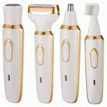 4-In-1 Women's Electric Epilator, Multi-Function Multi-Purpose Shaving Set, USB Rechargeable, Suitable For Eyebrows, Nose, Face, Legs, Arms And Body Hair Removal, Portable Gentle Painless, Women's Gift, Mother's Day Gift - Gold - View 14