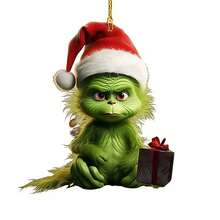 The Grinch 5 buah Dekorasi Natal, Ornamen Gantung, Dekorasi Rumah Pohon Natal Seru Grin-Ch 2D (Gaya Acak) - Beraneka warna - View 6