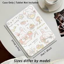Casing Pelindung Tablet Motif Kelinci Putih, Kue, dan Bunga dengan Stand, Cocok untuk Honor 8/9/10/X8/X8A/X9/X8Pro/X9Pro/ MatePad SE 11 Inch/MatePad 11 Inch/11.5 Inch/MatePad Pro dan Apple Generasi ke-10/11 2025 (A16), Galaxy Tab A7/A9 dan Model Populer Lainnya - MultiWarna - View 3