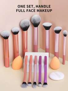 Juego de 12 piezas de brochas de maquillaje multifuncionales ultra suaves - Multicolor - Ver 2