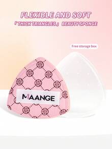 MAANGE 1個三角美妝蛋附收納盒，可濕用，柔軟親膚，便攜式，適合旅行、化妝、居家裝飾、梳妝台、臥室，美妝配件，粉撲，美妝蛋，平價，聖誕禮物，化妝品，化妝工具，高 CP 值，禮物，女性禮物，聖誕禮物 - 彩色 - 查看 3