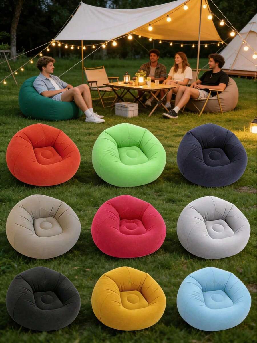 Solid Color Soft Inflatable Bean Bag Sofa, Foldable Portable Comfortable Leisure Lounge Chair, Suitable For Adults And Families, Indoor Outdoor Camping Summer Use