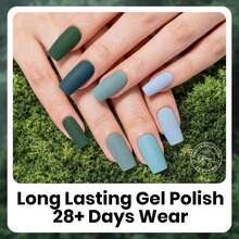 Beetles 6 Colors Green Gel Polish Set, Misty Forest Fall Gel Nail Polish, Gray Blue Green Shades, Soak Off UV LED - 6 Colors Green Gel Polish Set - 查看 7