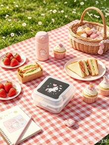 1pc Cartoon Unicorn Pattern High-transparent Pp Dustproof Lunch Box For Work, Home, Outdoor Activities - Clear - View 5