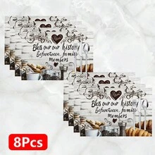 1pc/4pcs/6pcs, Cozy Pattern Printed Linen Placemats, Rectangular Table Mats, Washable, Easy To Clean, Dish Mats, Bowl Mats, Western Table Mats, Suitable For Kitchen, Dining Room, Family Gatherings, Coffee Table And Daily Table Decor - Multicolor - View 17