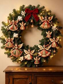 12pcs/4pcs Wooden Angel Decor With Wings - Christmas Tree Hanging Ornaments, DIY Gift Wrapping And Wreath Accessories; Handmade Vintage Bohemian Style Wooden Angels - Suitable For Home And Office Holiday Decoration - Multicolor - View 4
