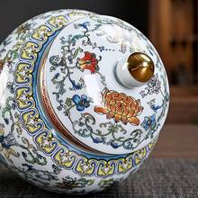 Colorful Enamel Ceramic Storage Jar With Lid, Traditional Chinese Blue And White Pattern, Airtight Container For Tea Leaves And Coffee Beans, Living Room Display Shelf Decor, Creative Home Storage Bottle - Multicolor - View 4
