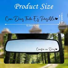 Spanish Rearview Mirror Sticker - 1pc With God All Things Are Possible Car Decals, Trust In God Cars Accessories, Motivational Car Window Decals - A - View 3