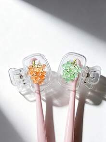 水晶葡萄圖案牙刷架，適用於各種尺寸的牙刷，附通風孔可保持刷頭清潔乾燥，葡萄圖案透明防塵牙刷蓋，適合女性與女孩的旅行牙刷保護蓋，便攜衛生牙刷蓋，浴室美學可愛浴室配件，適用旅行與日常使用，透明夾式牙刷保護蓋，適合居家與旅行使用，居家禮物，返校季返校禮物 - 多色 - 查看 6