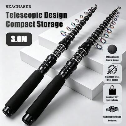 2.7m/3.0m Telescopic Fishing Rod With Detachable Handle, Suitable For Saltwater And Freshwater Fishing