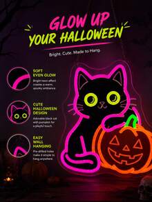 1PC Trick Or Treat LED Neon Sign With USB Cable, PS Board Pumpkin Neon Light Wall Decor, Colorful Spooky Lamp For Bedroom, Party, Bar,Halloween, Holiday Gift - Multi-color light - View 10