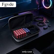 Fgvde 硬殼配件收納包，附網袋，大容量內部空間，可存放電池、耳機與數位線材，亞麻布料，適合電競桌、辦公室與旅行使用，僅含收納包，不含其他配件 - 查看 9