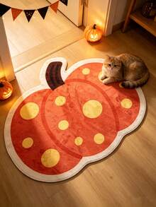 1pc Polka Dot Pumpkin Floor Mat, Living Room Rug, Carpet, Area Rug, Small Area Rug, Home Decor, Washable Rug, Halloween Gift - Polka Dot Pumpkin - View 3
