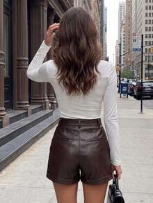 Women's Slim Fit Knit Top Long Sleeve Base Shirt Outfits For Going Out Dating Daily Casual Fall Wear - White - View 2