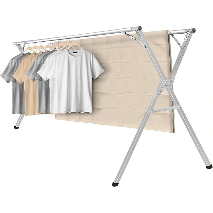 2026-NEW:de Ropa, Tendederos Retractiles Exterior de Acero Inoxidable, 43.3-59 Pulgadas Tendedero Retráctil Plegable para Interior y Exterior, Tubería Reforzada, Ahorra Espacio(30 Ganchos - 1 - Ver 1