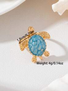 1pc/4pcs Crab Seahorse Starfish Turtle Shaped Bohemian Vacation Style Red Purple Blue Orange Drip Oil 3D Textured Gold Metal Marine Creature Rings For Daily Wear, Party, Music Festival, Street Style, Beach, Seaside, Bikini, Elegant And Exquisite Women's Rings - Marine Life - View 6