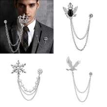 Premium Men's Brooch British Style Suit Chain Pin Diamond Crown Badge Vintage Corsage - Multicolor - View 8