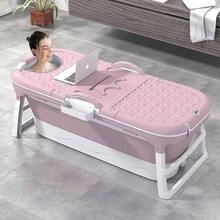 Banheira Ofurô Dobrável Portátil Adulto 148 Cm com Suporte Vg+ Rosa - A - Visão 2