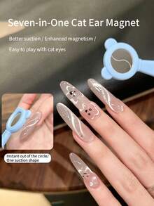 SHANGFEIYA 7 In 1 Bear Blue Cat Eye Magnet Detachable Strong Magnetic Cat Eye Stick DIY Manicure Nail Art Tool 1pc/6PCS - Multicolor - View 3