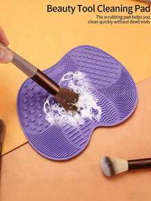 3/1pc Silicone Makeup Brush Cleaning Pad, Portable Makeup Brush Washing Mat, Multi-Texture Zoned Makeup Brush Cleaning Tool - Multicolor - View 5