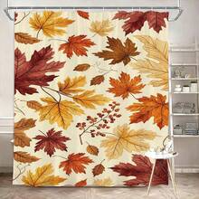 1/4pcs Autumn Harvest Maple Leaf Shower Curtain Set, With 12 Hooks, Waterproof Polyester Bathroom Curtain, Privacy, Thickened, Durable Quick-Dry, 180*180cm Size, Thanksgiving Autumn Harvest Bathroom Decor - A - View 22