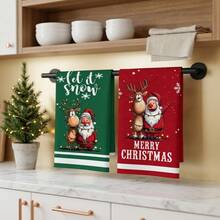 2/4/48pcs Christmas Pattern Kitchen Dish Cloths, Absorbent Cleaning Dish Towels, Restaurant Home Daily Cleaning Towels, Multi-Purpose High Absorbency Kitchen Cleaning Towels - Multicolor - View 2