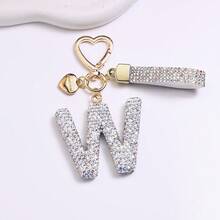 1PC Fashion Sparkling Rhinestone Alphabet Keychain Cute Letter Charm Key Ring Exquisite Backpack Decoration Accessories Gifts - Multicolor - View 12