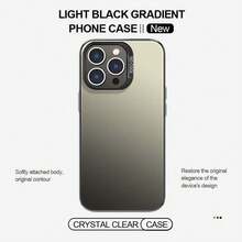 Casing ponsel matte gradien Miniso 1PC berlisensi resmi, cocok untuk ponsel seri Apple 18 Pro Max/18 Pro/17 Air/17/16/15/11/12/13/14 Plus/17 Pro Max. Desain mewah, bergaya, kreatif, sederhana, warna solid, unisex. - Berwarna Perak Putih - View 1