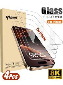 4pcs High Definition Tempered Glass Screen Protector, High Transparency Ultra Clear, Anti-Fingerprint Anti-Sweat Anti-Scratch, Compatible With IPhone 18 Pro Max/18 Pro/17/16/15/14/13/12/11 Pro Max/Pro/Plus/Air/17E/16E Series - Clear - View 34