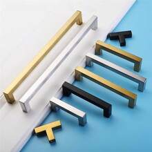1pc Silver Stainless Steel Cabinet Handle Square Furniture Hardware Kitchen Cabinet Wardrobe Door Drawer Pull - Multicolor - View 2