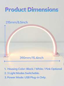 Guanova 1pc Small Crescent Moon Shaped Desk Lamp, Nail Art Light, 3-Color Light Switchable, Button Switch, One-Touch Control, USB Powered Convenient Use, Desk Lamp, Office Lamp, Suitable For Personal Nail Art, Makeup, Handmade Crafts, Jewelry Display, Office, Desk, Bedside Table, Also Can Be Used As Graduation, Birthday, Holiday, Party Gift. - Half-moon Nail Lamp - View 12