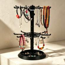 Translucent Double-Layer Rotating Jewelry Storage Rack, Suitable For Bracelets, Necklaces, Pendants, And Also For Storing Hair Clips, Headbands, Hair Accessories And Similar Items For Women - Multicolor - View 8