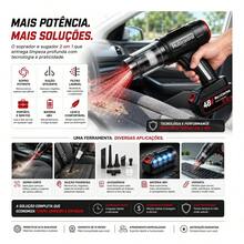 Aspirador De Pó Soprador Com 2 Baterias De 48v Recarregáveis 3000mAh Portatil Turbo Multifuncional - Aspirador 21 - Visão 6