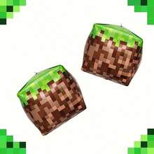 Large Pixel Cube Aluminum Foil Balloon, Video Game Miner Theme Polyester Film Balloon, 55.88cm Pixel Mining Birthday Decoration, Game Party Supplies Props - Square Pixel - View 6